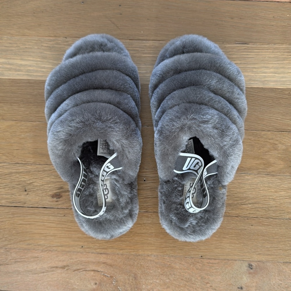 UGG Fluff Yeah Slide Gray- LIKE NEW - Picture 2 of 5